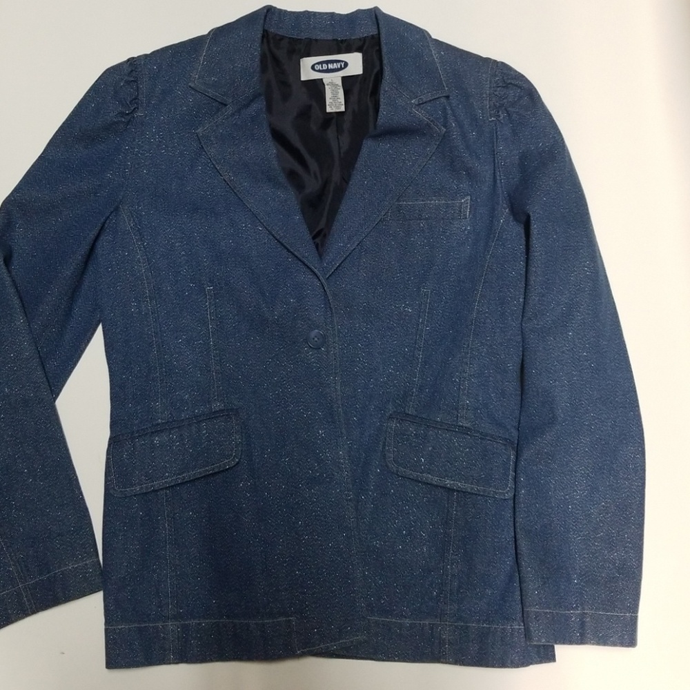 Jean Blazer Lined Size L Blue